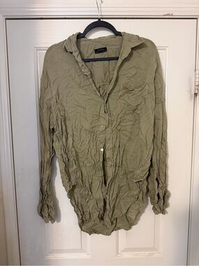 Zara Women’s Olive Lightweight Button-Front Shirt Jacket